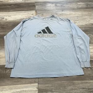 Vintage Adidas Blue Black Gray Mens XL Crewneck Spell Out Long Sleeve‎ T-Shirt